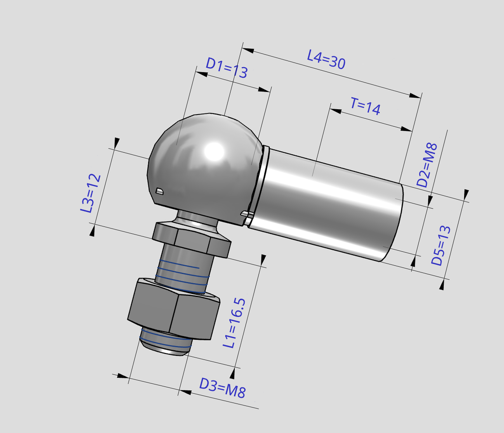 DIN 71802-13-M8-CS Шарнир шаровый угловой