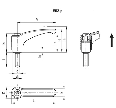 Рычаг зажимной ERZ.63-p-M8x63-C1