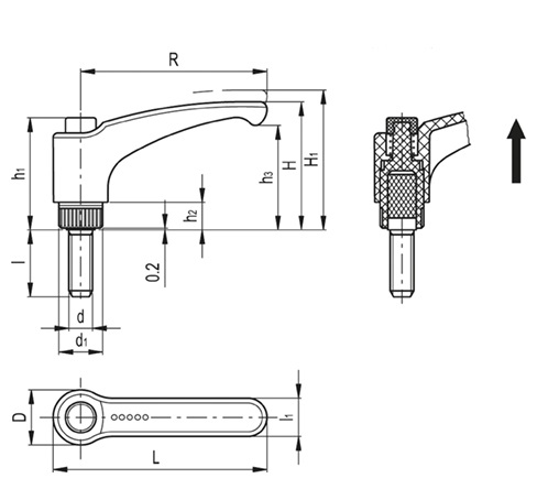 Рычаг зажимной ERX.63 p-M6x40-C1