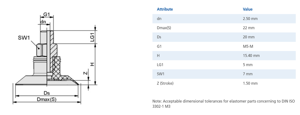 Присоска вакуумная 10.01.01.11983 SGPN 20 SI-50 M5-AG
