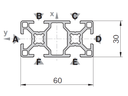 Профиль конструкционный алюминиевый 30x60