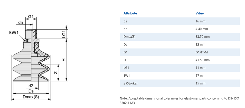 Присоска вакуумная 10.01.06.00030 FSG 32 NBR-55 G1/4-AG