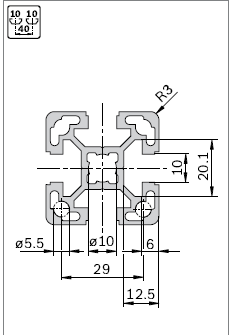 Профиль конструкционный алюминиевый 40x40L