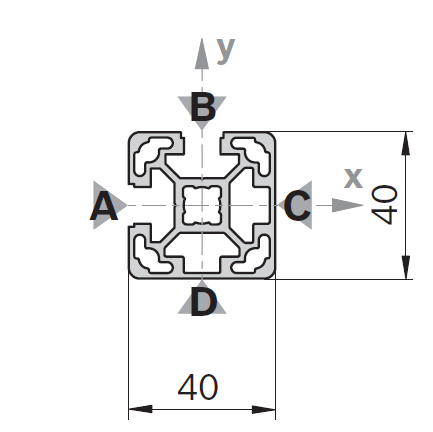 Профиль конструкционный алюминиевый 40x40 L2NE