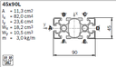 Профиль конструкционный алюминиевый 45x90L