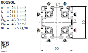 Профиль конструкционный алюминиевый 90x90L