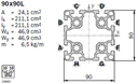 Профиль конструкционный алюминиевый 90x90L