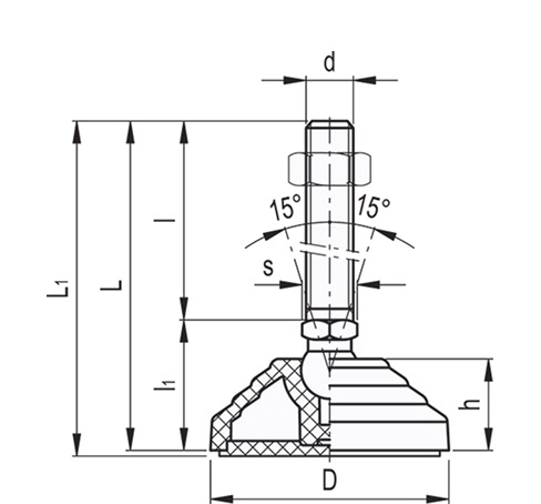 Опора регулируемая LV.A-60-14-AS-M16x148